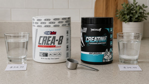 EHP Labs Crea-8 and Nexus Creatine Monohydrate compared with two mixing tests and price notes