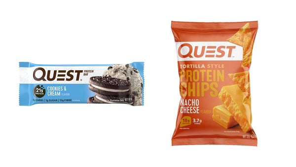 Quest Bar and Quest Tortilla Protein Chips product photos