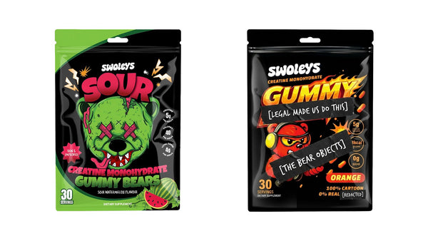 Swoleys Sour Creatine Gummy Bears and Swoleys Sour Creatine Gummy Bullets product photos