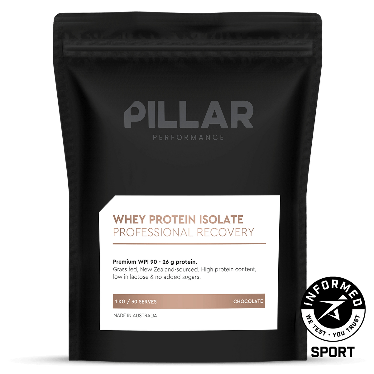 Pillar Performance Whey Protein Isolate, Chocolate powder