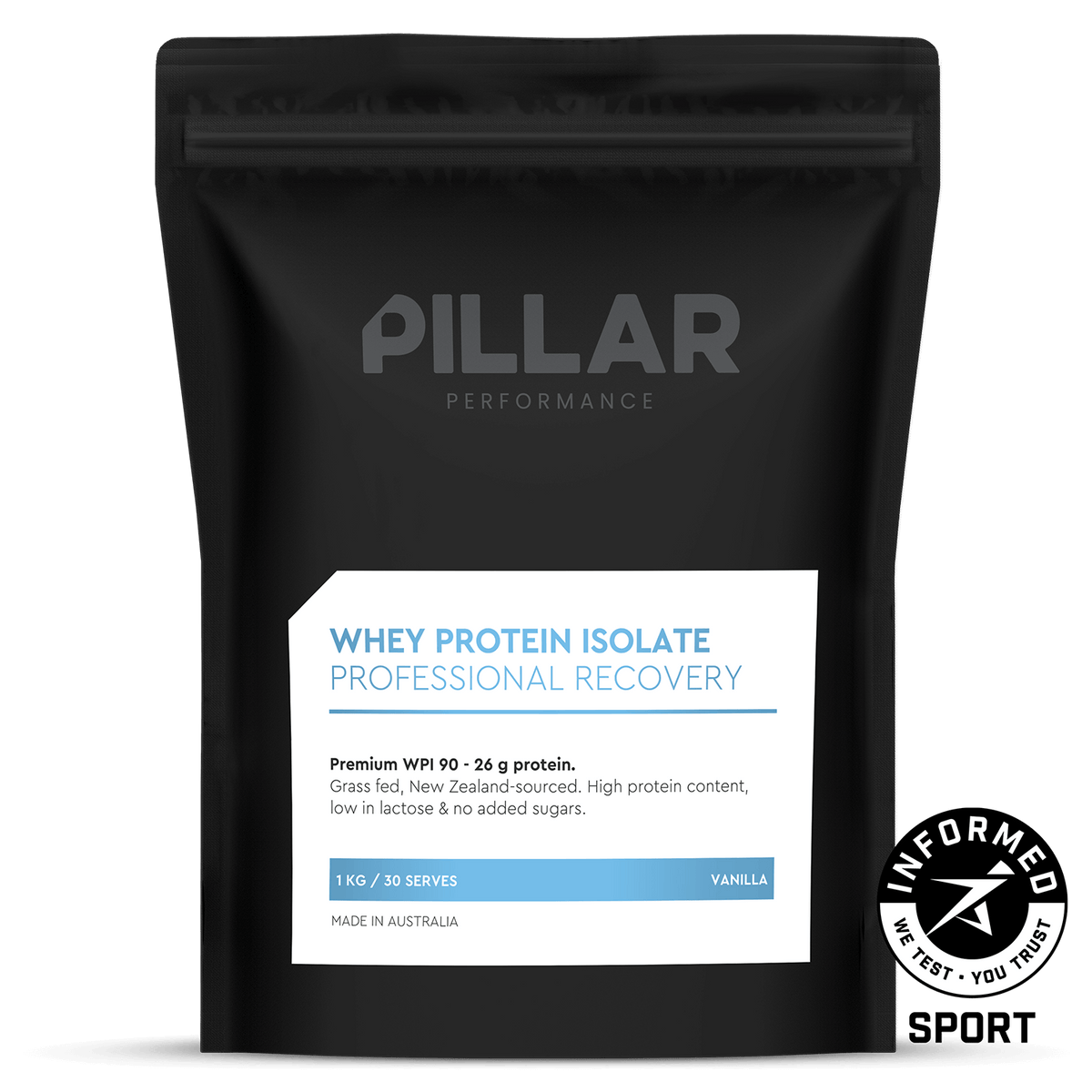 Pillar Performance Whey Protein Isolate, Vanilla powder