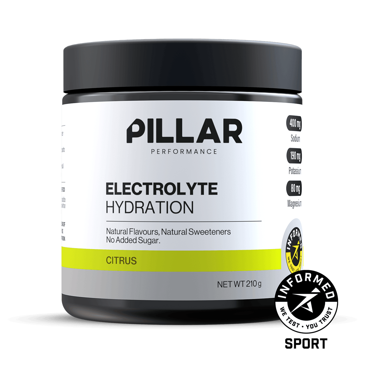 Pillar Performance Electrolyte Hydration Citrus 210g front of pack