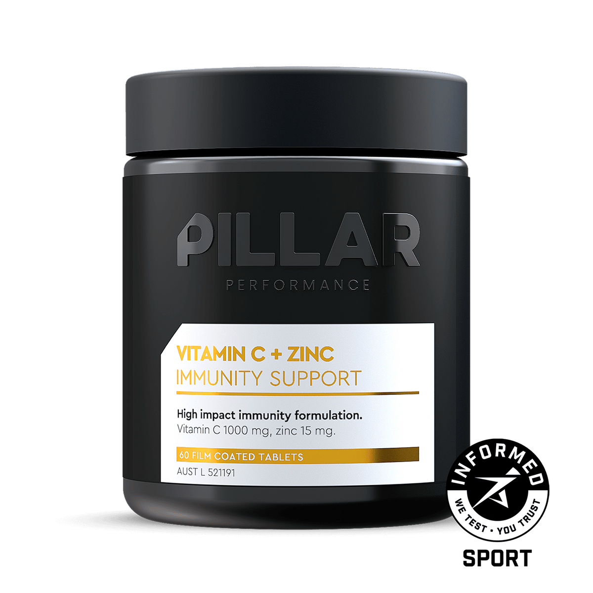 Pillar Performance Vitamin C + Zinc capsules