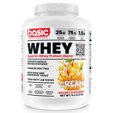 Basic Supplements Whey 2lb, Mango Cream New