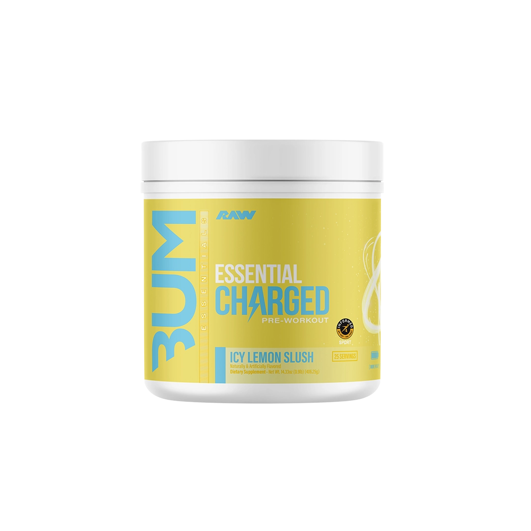 RAW Nutrition Essential Charged Pre-Workout, Icy Lemon Slush powder