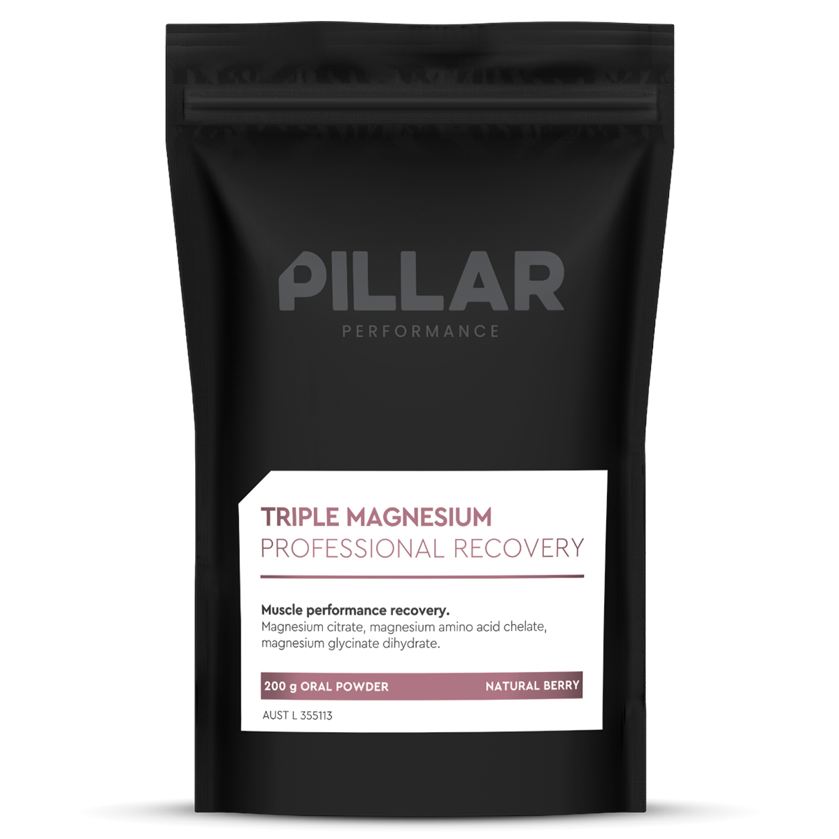 Pillar Performance Triple Magnesium Pouch - Berry, 200g (40 Serves) - 200g stand-up pouch