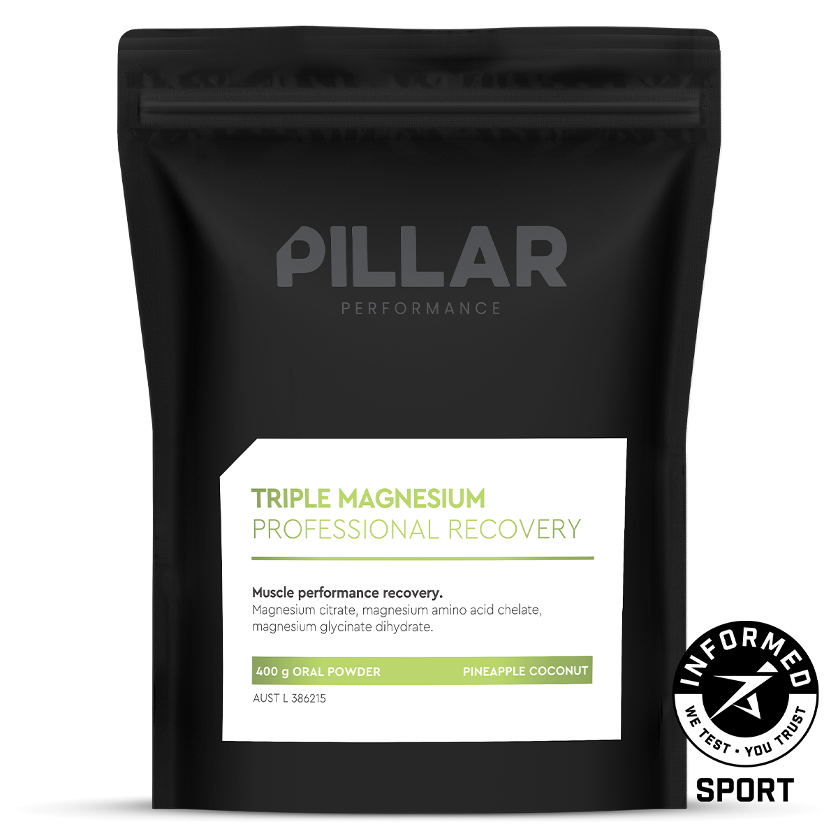 Pillar Performance Triple Magnesium Powder, Pinapple Coconut, 400g