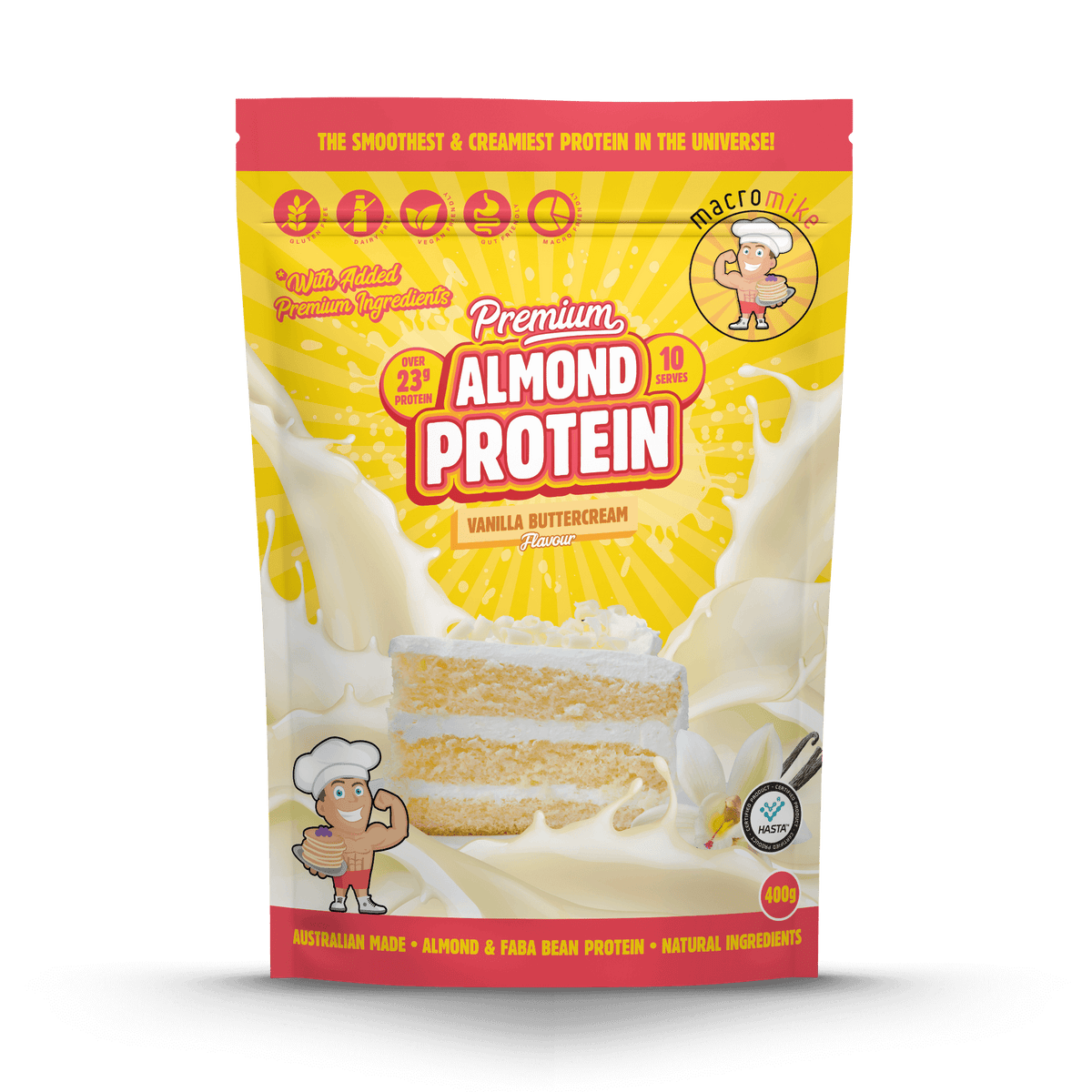 Macro Mike Premium Almond Protein Vanilla Buttercream 400g front