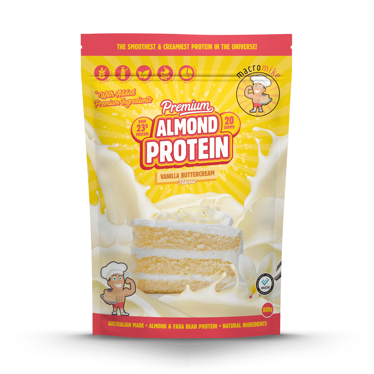 Macro Mike Premium Almond Protein Vanilla Buttercream 800g front