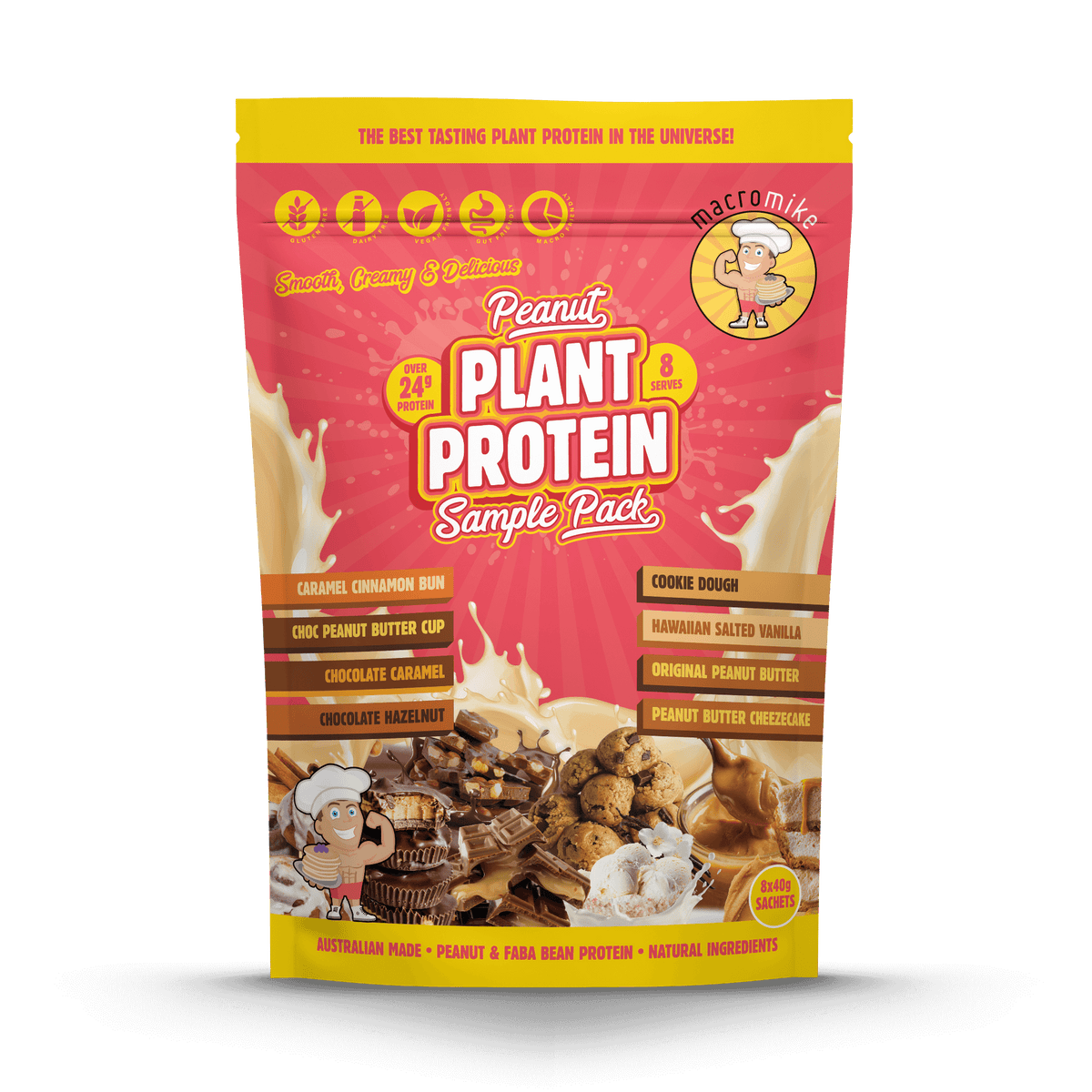 Macro Mike Peanut Plant Protein Sample Pack 8x40g front