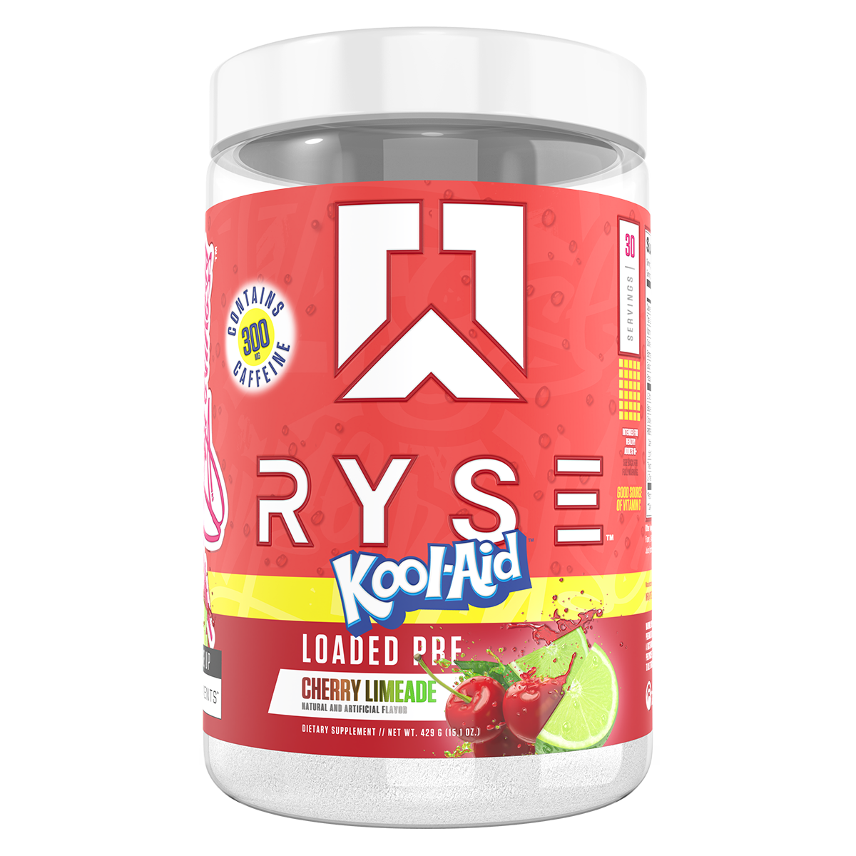 Ryse Loaded Pre Workout, Kool Aid Cherry Lemonade powder