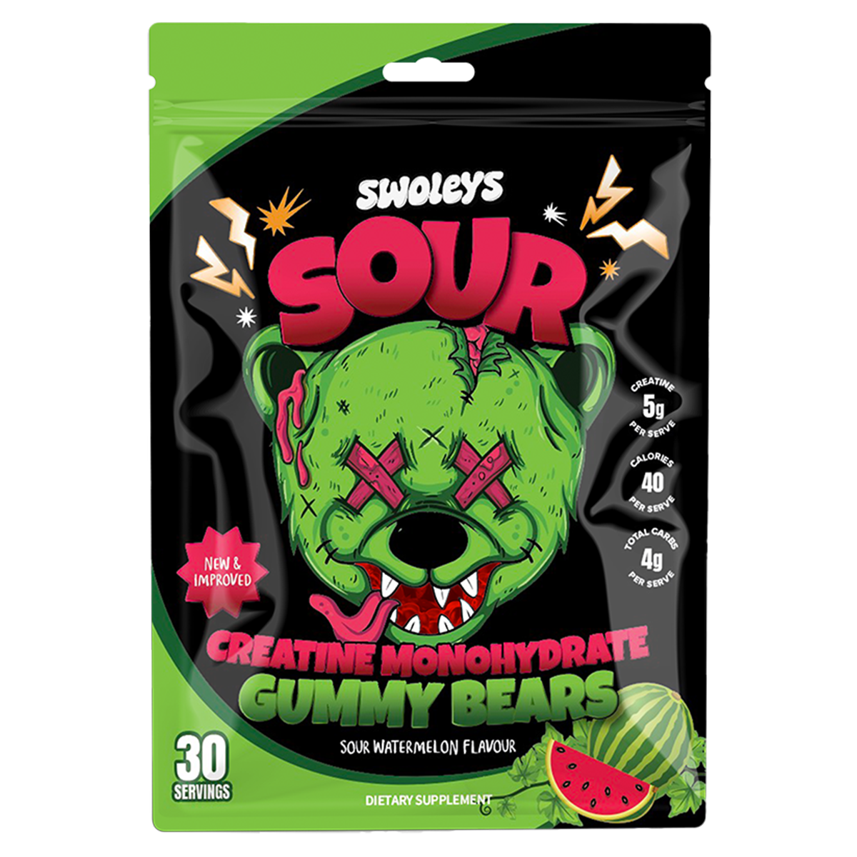 Swoleys Sour Creatine Gummy Bears, Watermelon