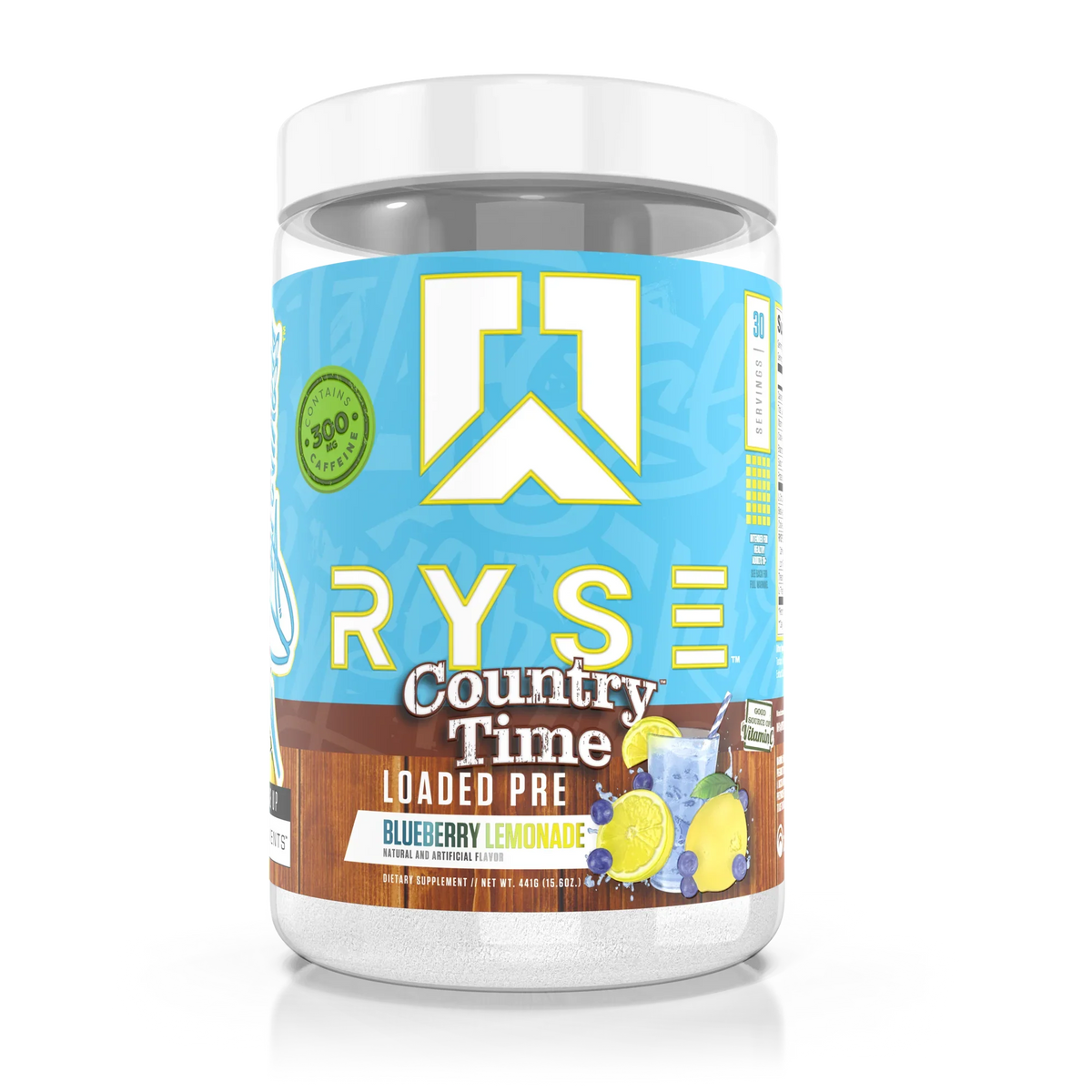 Ryse Loaded Pre Workout, Country Time Blueberry Lemonade powder