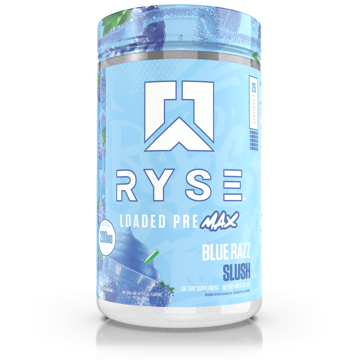 Ryse Loaded Pre Max, Blue Razz Slush powder