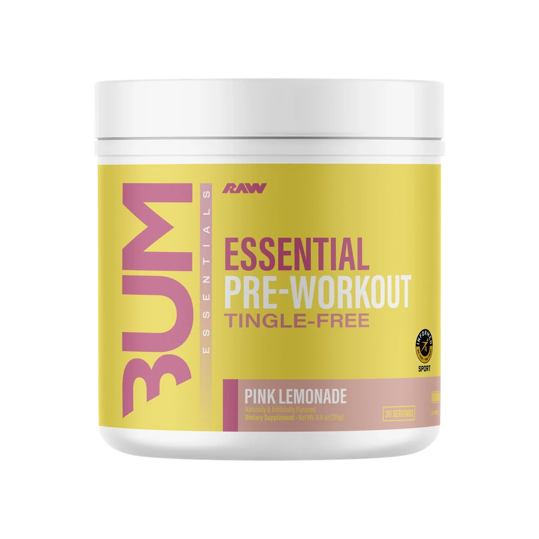 Raw Nutrition Essential Tingle Free Pre workout, Pink Lemonade powder