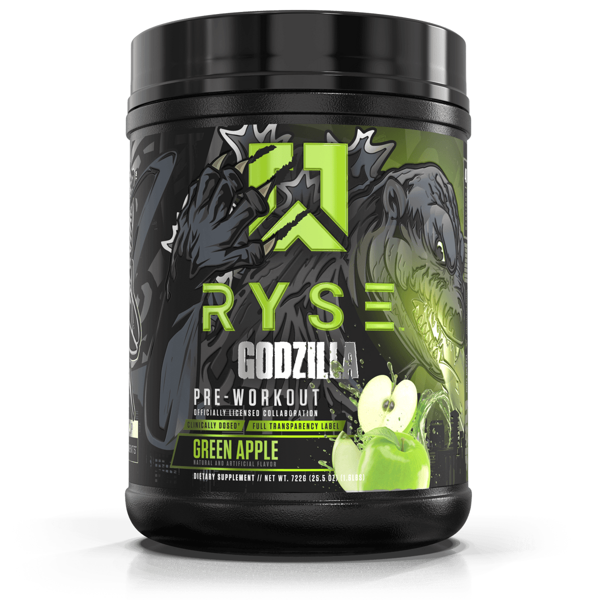 Ryse Godzilla Pre Workout, Green Apple powder