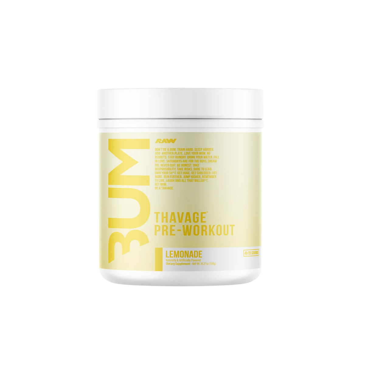 CBUM Thavage Pre-Workout Lemonade front of pack
