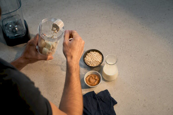 Ingredients prepared for a calorie dense shake