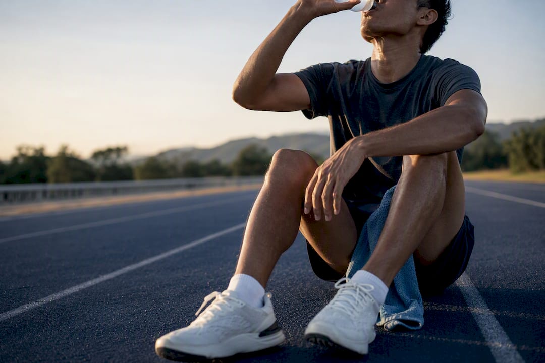 Athlete drinking after extended training