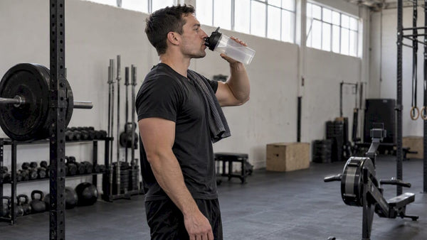 Athlete sipping water during training pause