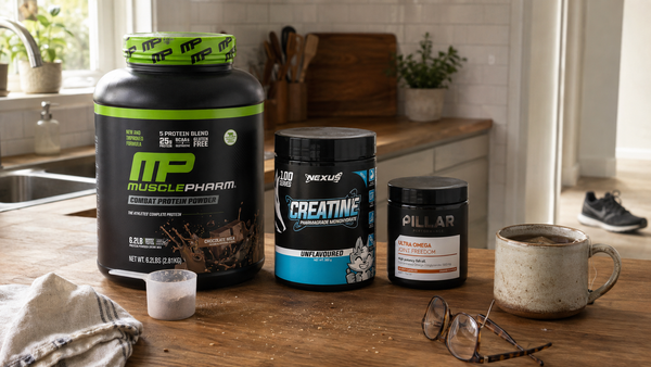 Supplement stack for lifters over 40 with protein, creatine, omega-3 and magnesium