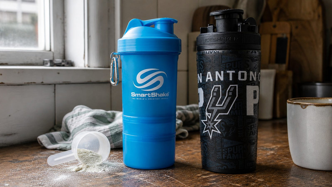 Best Protein Shaker Bottle NZ - SmartShake Original2Go - Neon Blue, Ice Shaker NBA SS Bottle - Suns, Inspired Wolf Shaker - Black