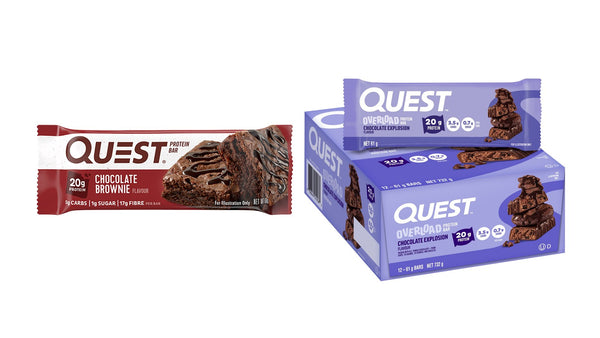 Quest Bar and Quest 12-Box Overload Bar product photos