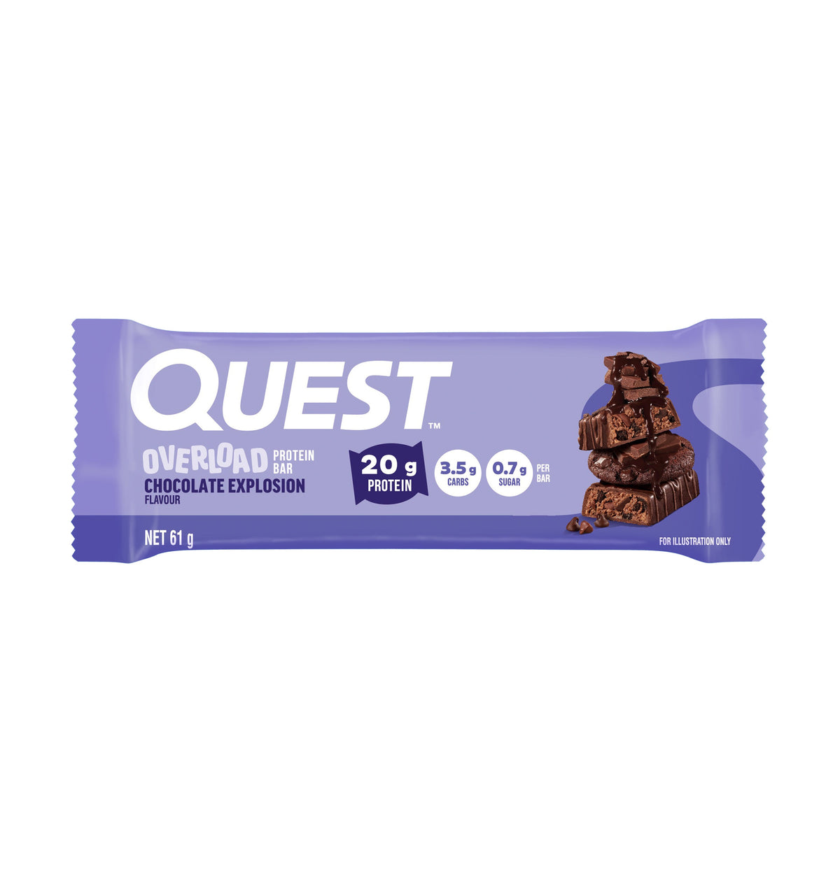 Quest Overload Bar Chocolate Explosion single bar front