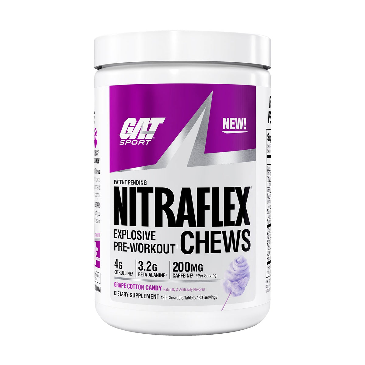 GAT Sport Nitraflex Chews Grape Cotton Candy front