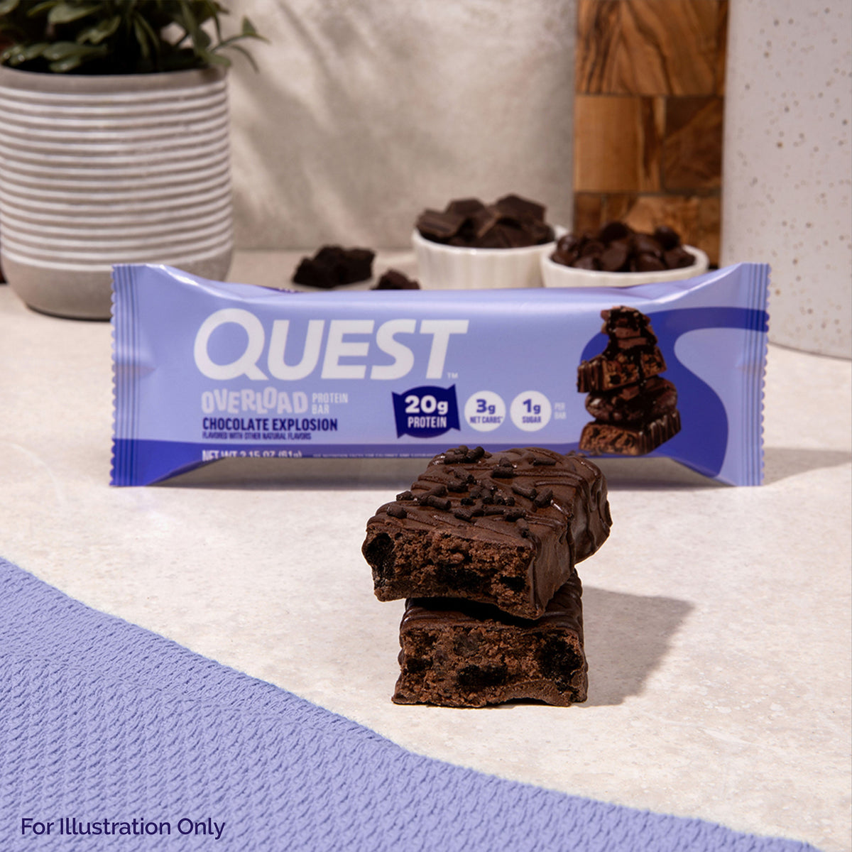 Quest Overload Bar Chocolate Explosion lifestyle shot