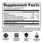 GAT Sport Creatine Chews Fruit Punch supplement facts and nutrition panel