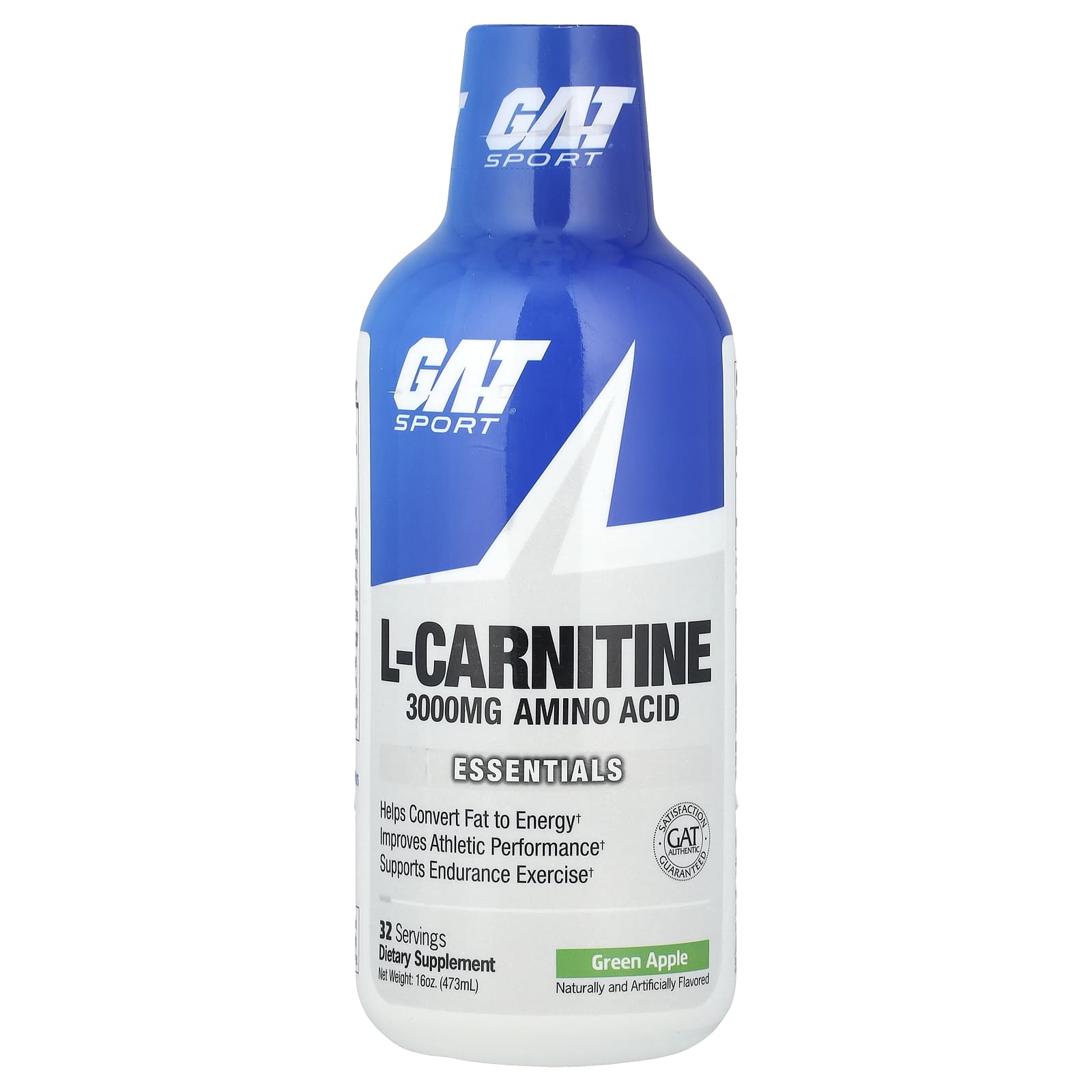 GAT Sport Essentials Liquid L-Carnitine 3000 Green Apple Angle