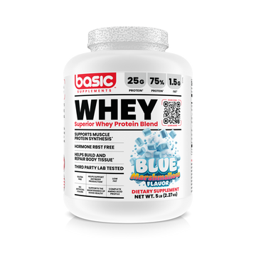 Basic Supplements Whey Blue Marshmallow 5lb front of pack