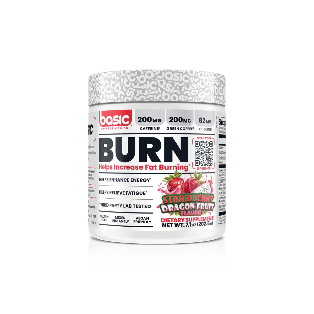 Basic Supplements Burn Strawberry Dragon Fruit front of pack