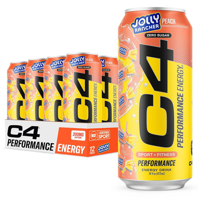 Cellucor 12-Pack C4 Carbonated RTD - Jolly Rancher Peach energy drink, NZ Supps