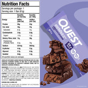 Quest Overload Bar Chocolate Explosion supplement facts and nutrition panel