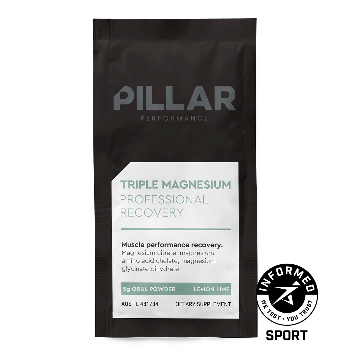 Pillar Performance Triple Magnesium Pouch, Lemon Lime powder