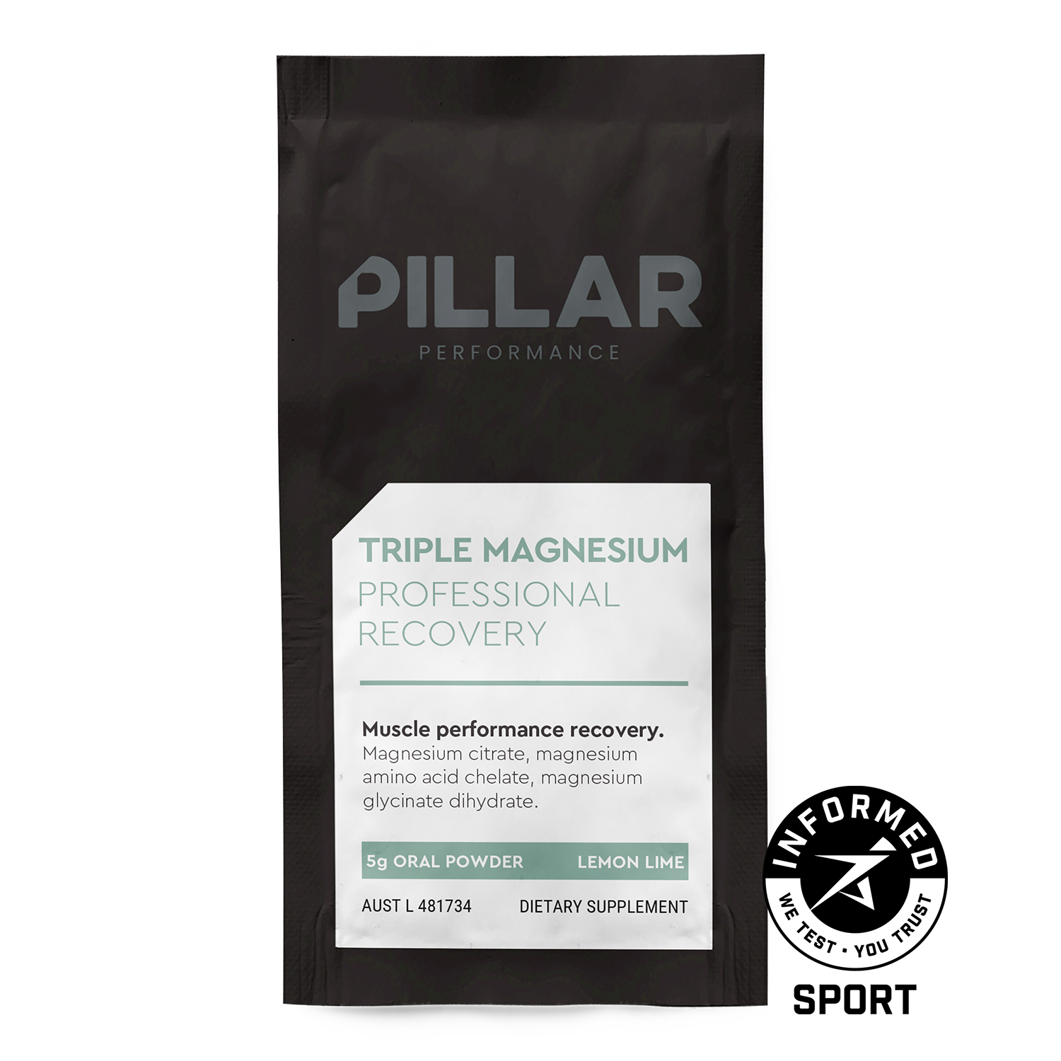 Pillar Performance Triple Magnesium Pouch, Lemon Lime powder