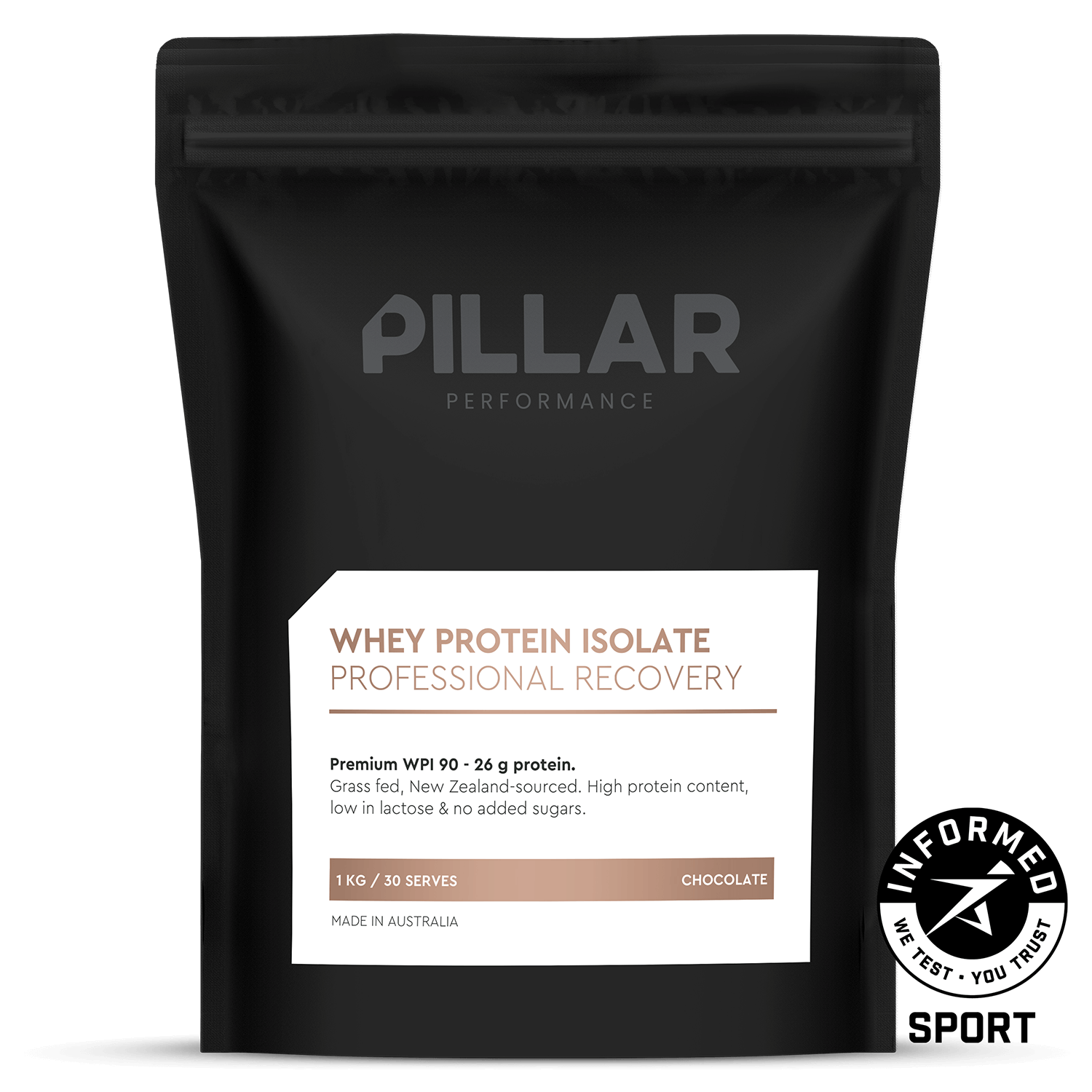 Pillar Performance Whey Protein Isolate, Chocolate powder