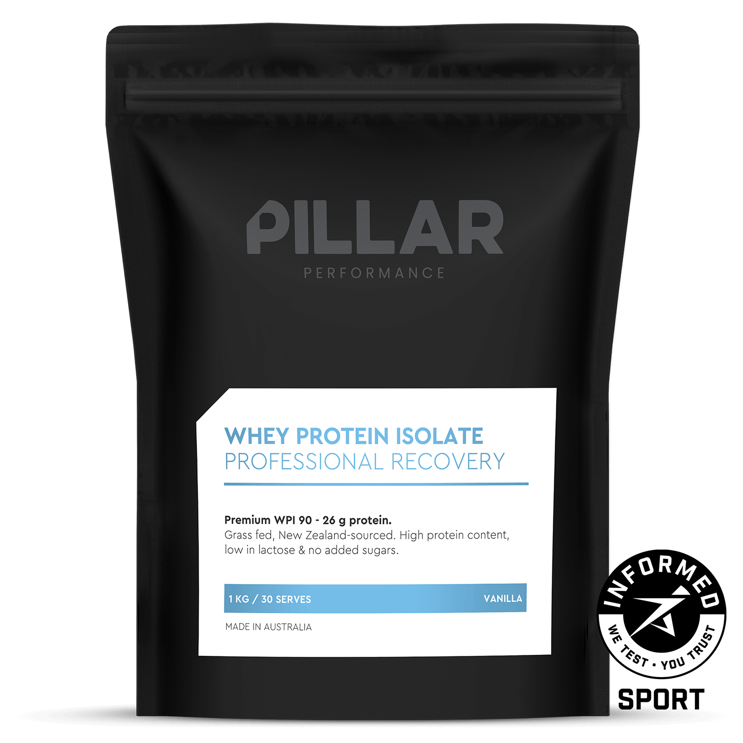 Pillar Performance Whey Protein Isolate, Vanilla powder