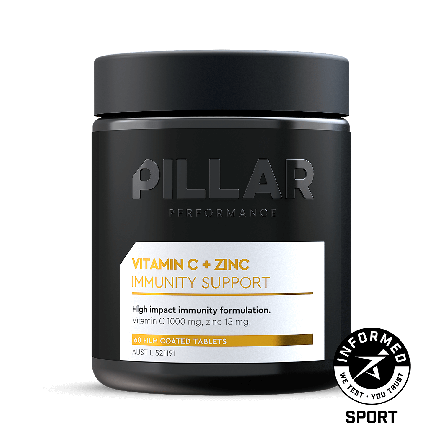 Pillar Performance Vitamin C + Zinc capsules