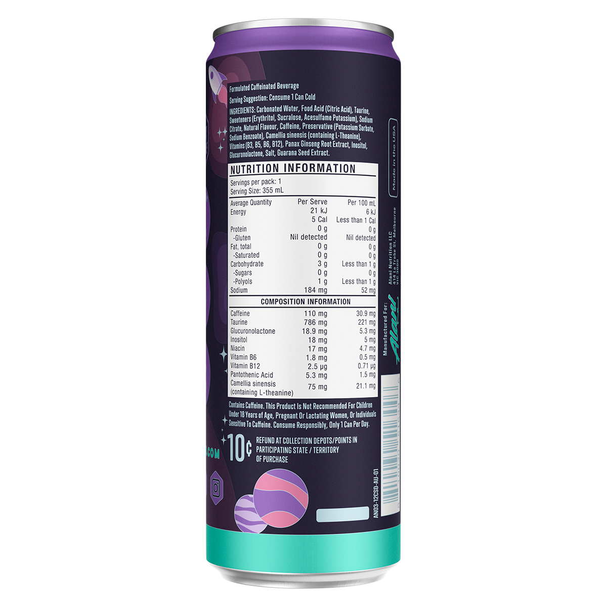 Alani Nu Alani Energy - Cosmic Stardust nutrition information