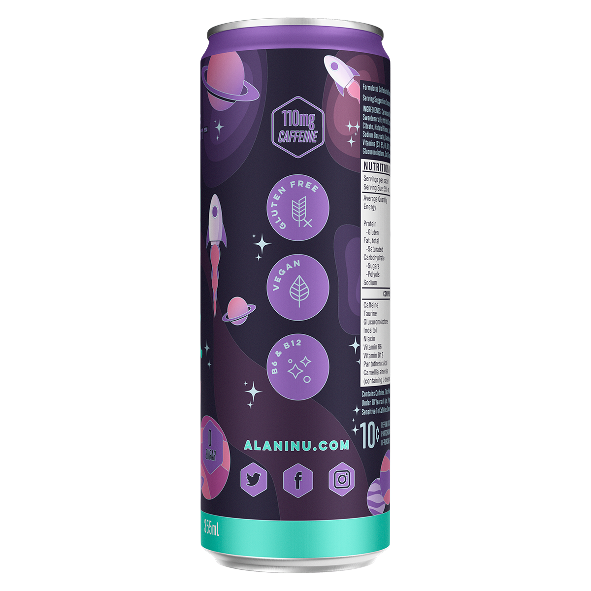 Alani Nu Alani Energy, Cosmic Stardust — side of pack
