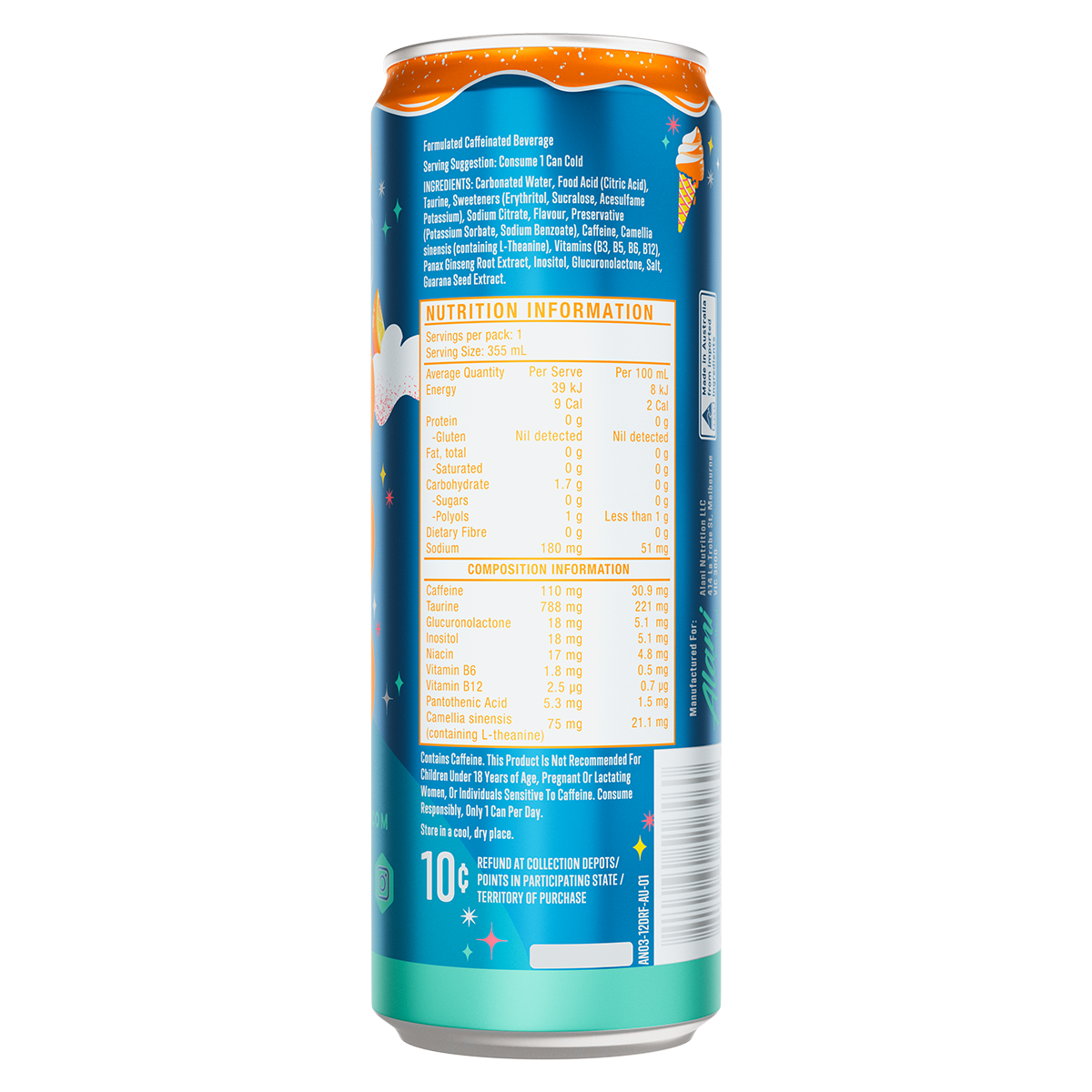 Alani Nu Alani Energy - Dream Float nutrition information