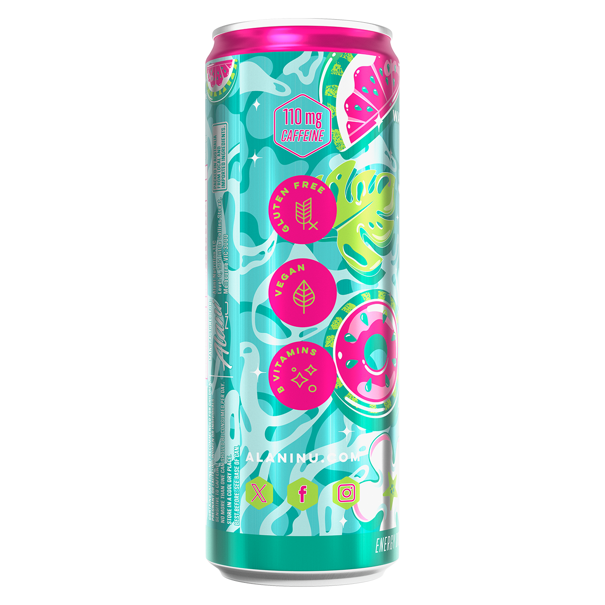 Alani Nu Alani Energy, Watermelon — side of pack