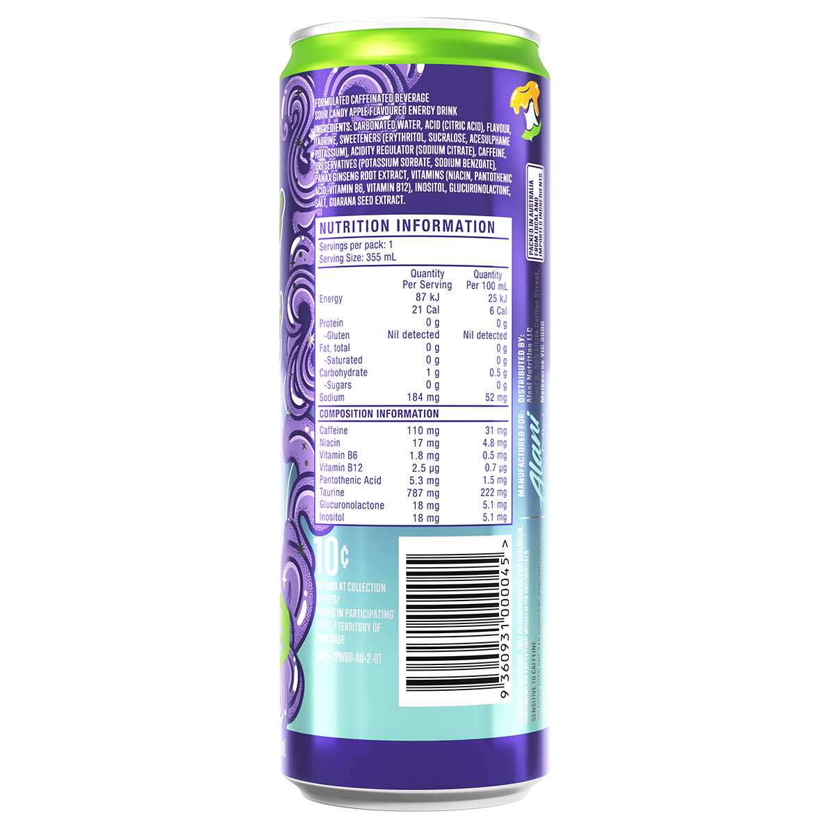 Alani Nu Alani Nu Alani Energy witches brew back of pack