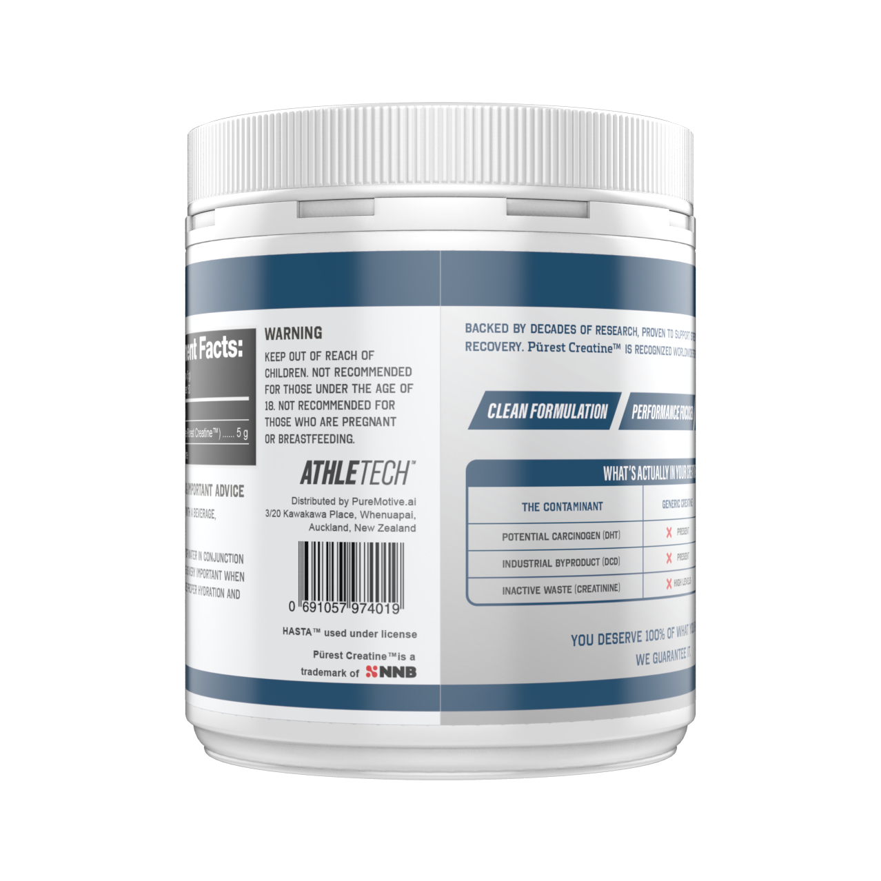 Athletech Purest Creatine Monohydrate — back of pack