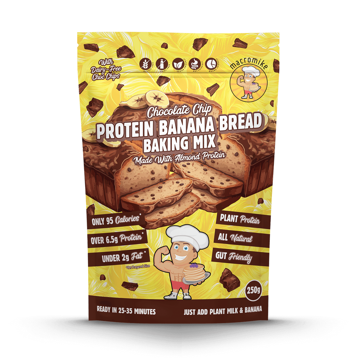 Macro Mike Baking Mix Choc Chip Banana Bread 250g front of pack