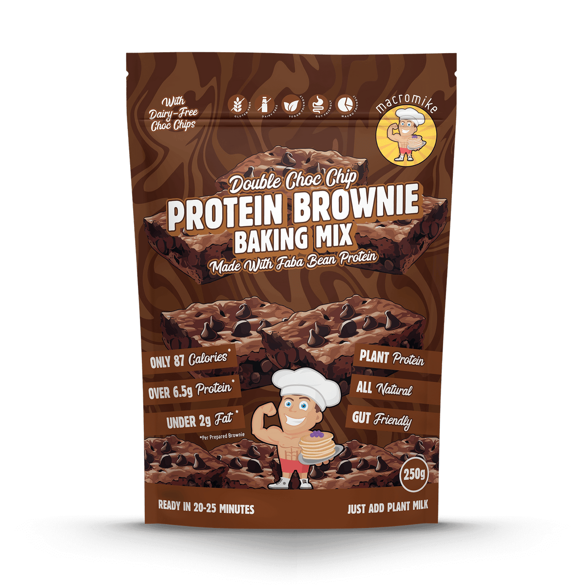 Macro Mike Baking Mix Double Choc Chip Brownie 250g front of pack