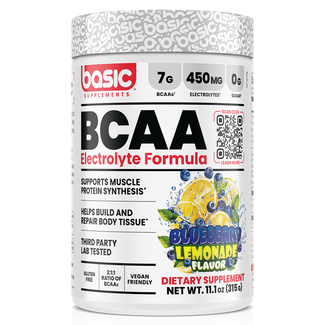 Basic Supplements BCAA, Blueberry Lemonade powder, 306g, NZ Supps